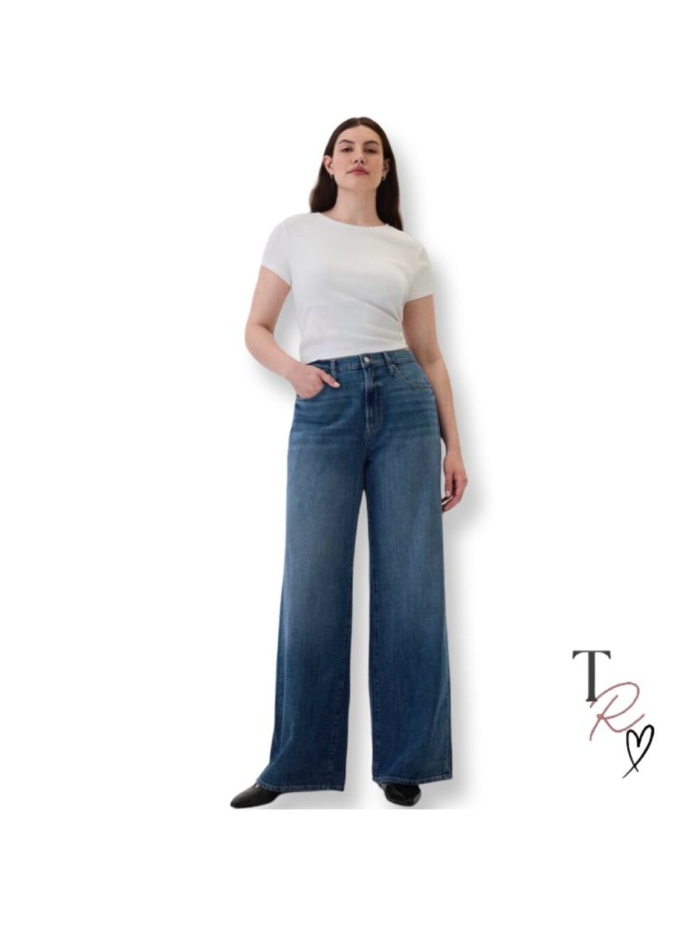 GAP Denim High Rise Wide Leg Jeans Medium Wash Jeans Size 12 or US 31 Long Tall